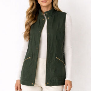 Basler Weekend Utility Zip Vest Green Contrast Stitch Size 44 xl